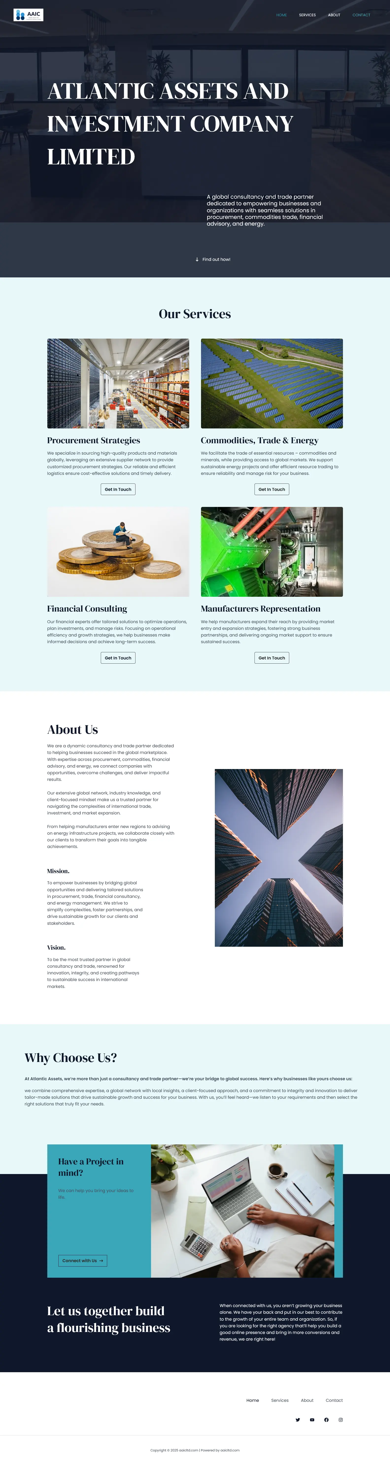 Screenshot of a client's Company  Website homepage showing its layout and design